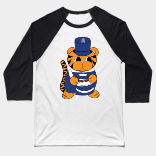 Marching Band Tiger Drum Blue and White Baseball T-Shirt